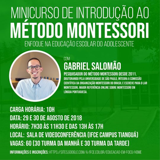 #11470 IFCE Tianguá promove curso de Introdução ao Método Montessori