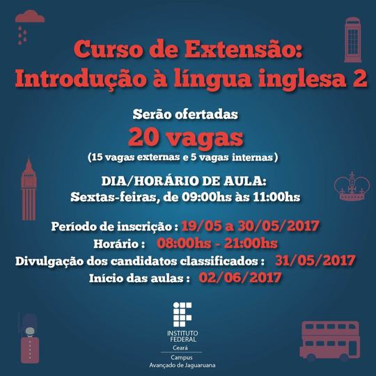 #13627 Jaguaruana oferta curso de Introdução à Língua Inglesa