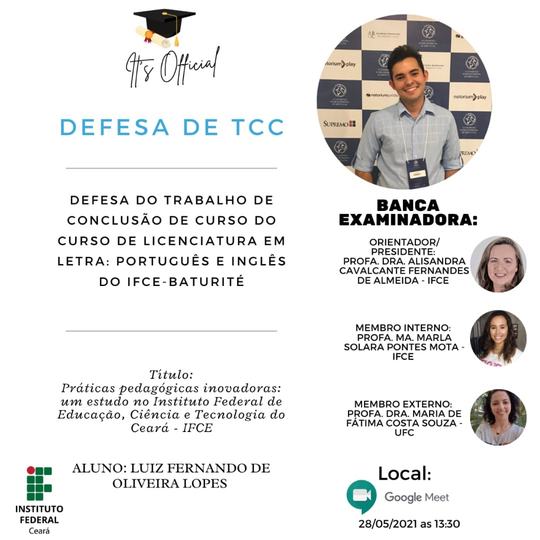 #15705 Curso de Letras do campus Baturité realiza primeira defesa de TCC