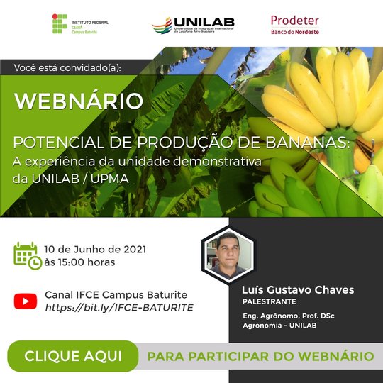 #15807 Campus Baturité transmite webnário sobre o potencial da produção de bananas