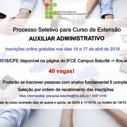 #15852 Baturité oferta 40 vagas em curso de extensão