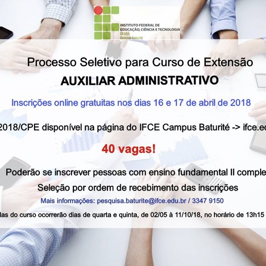 #15852 Baturité oferta 40 vagas em curso de extensão