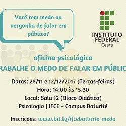 #15914 O psicólogo Rodrigo Meireles fará duas oficinas psicológicas no campus Baturité