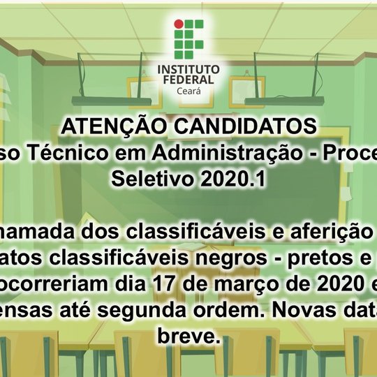 #16096 Baturité: comunicado oficial sobre a chamada de classificáveis 2020.1