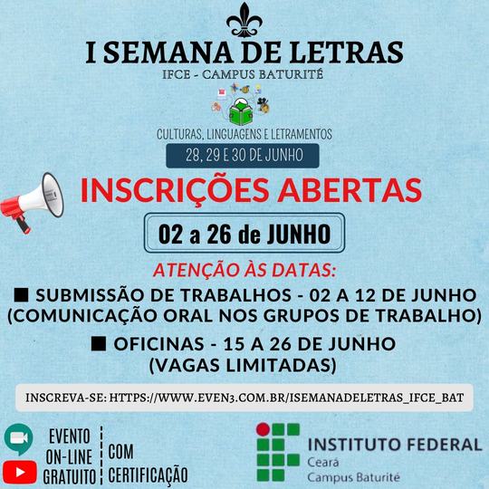 #16208 Campus Baturité promove I Semana de Letras