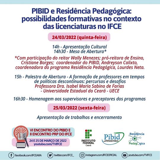 #16841 Alunos do Pibid de Acaraú apresentarão pesquisas em eventos on-line