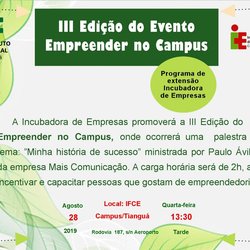 #17812 IFCE Tianguá realiza palestra sobre empreendedorismo