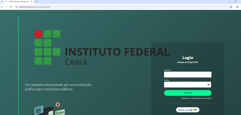 Tela Inicial do Suap