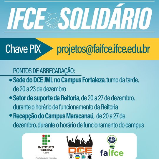 #20858 IFCE Solidário 2022 recebe doações até dia 27