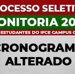 #3133 Edital de monitoria publica inscrições deferidas e novo cronograma em Cedro