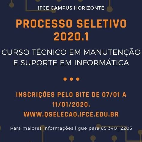 #3373 Inscrições para o Curso Técnico em Manutenção e Suporte em Informática