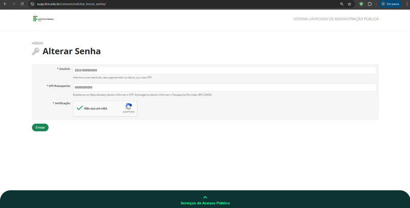 Link para o E-mail Pessoal