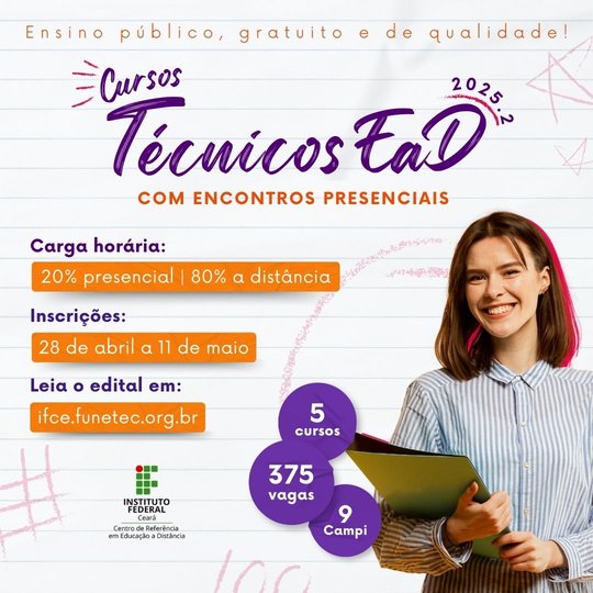 Capa notícia - P.s Cursos Técnicos EaD - 2025.2