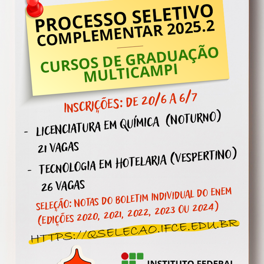 Seletivo complementar graduação 2025.2