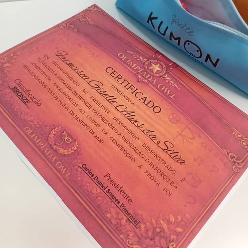 Certificado de classificação com bronze em olimpíada