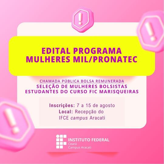 Chamada pública Curso Marisqueiras Mulheres Mil