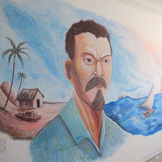 "Dragão do Mar" em mural pintado na entrada do auditório do campus Aracati