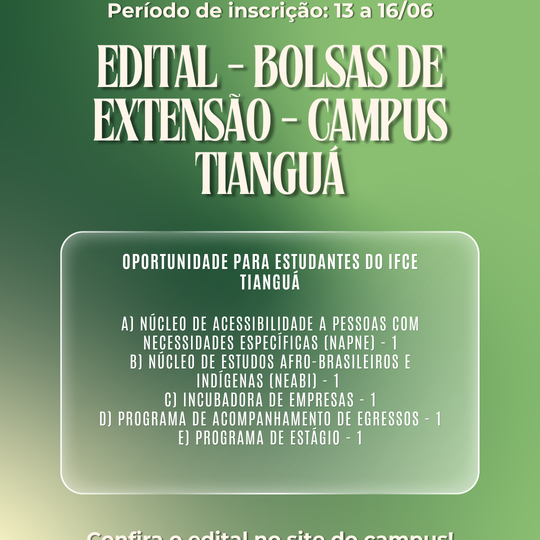 Edital - Bolsas de extensão