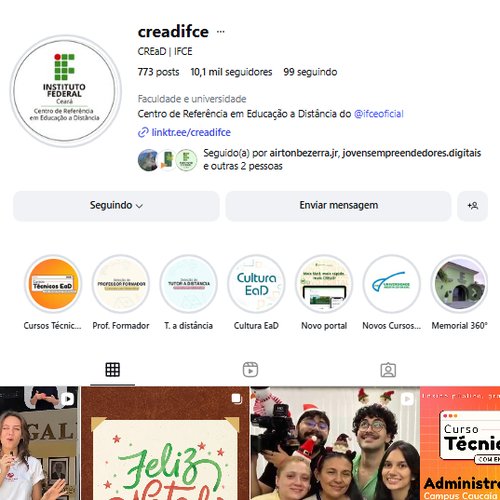 Instagram do CREaD IFCE tripica o número de seguidores em um ano