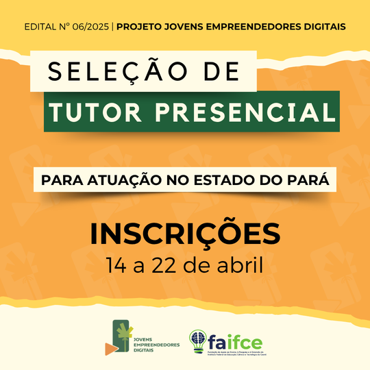 Jovens Empreendedores Digitais seleciona tutores presenciais para atuação no Pará