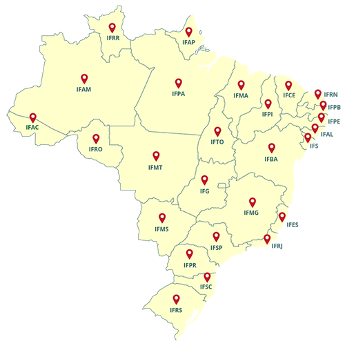 Mapa IFs no Brasil